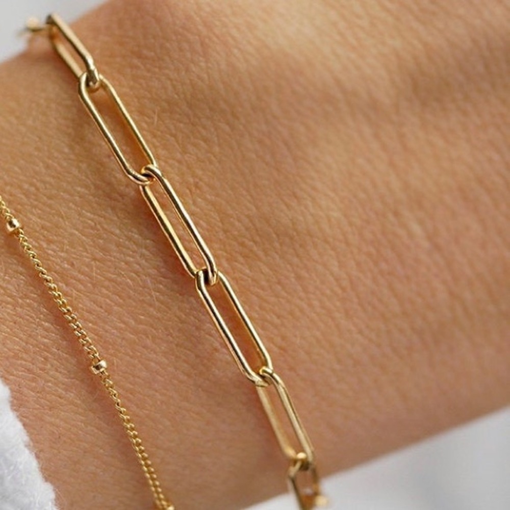 Gold link paperclip chain bracelet - Picture 5 of 6